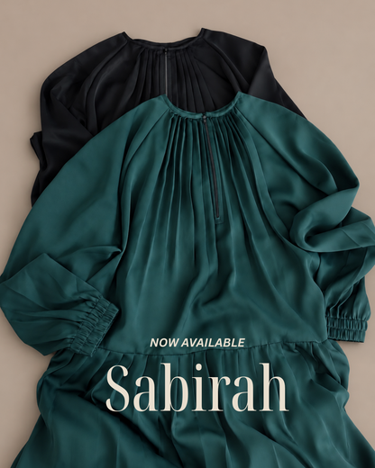 Sabirah Tiered Abaya - Satin Black